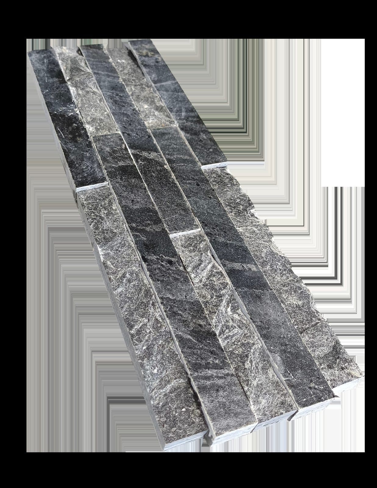 Silver Grey stacked stone wall panel with vertical joints